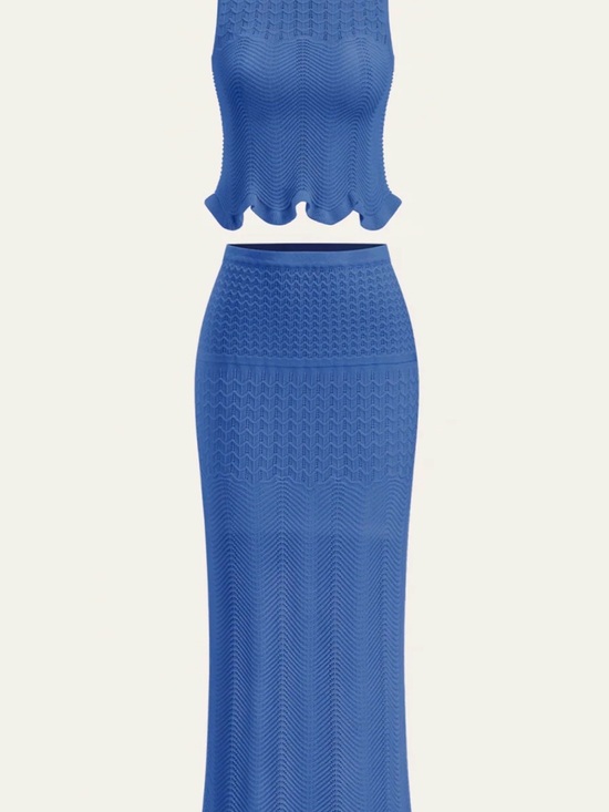 Commense Dresses & Skirts - NWT Commense Med: Blue Knit Two-Piece Tank and Maxi Skirt Set